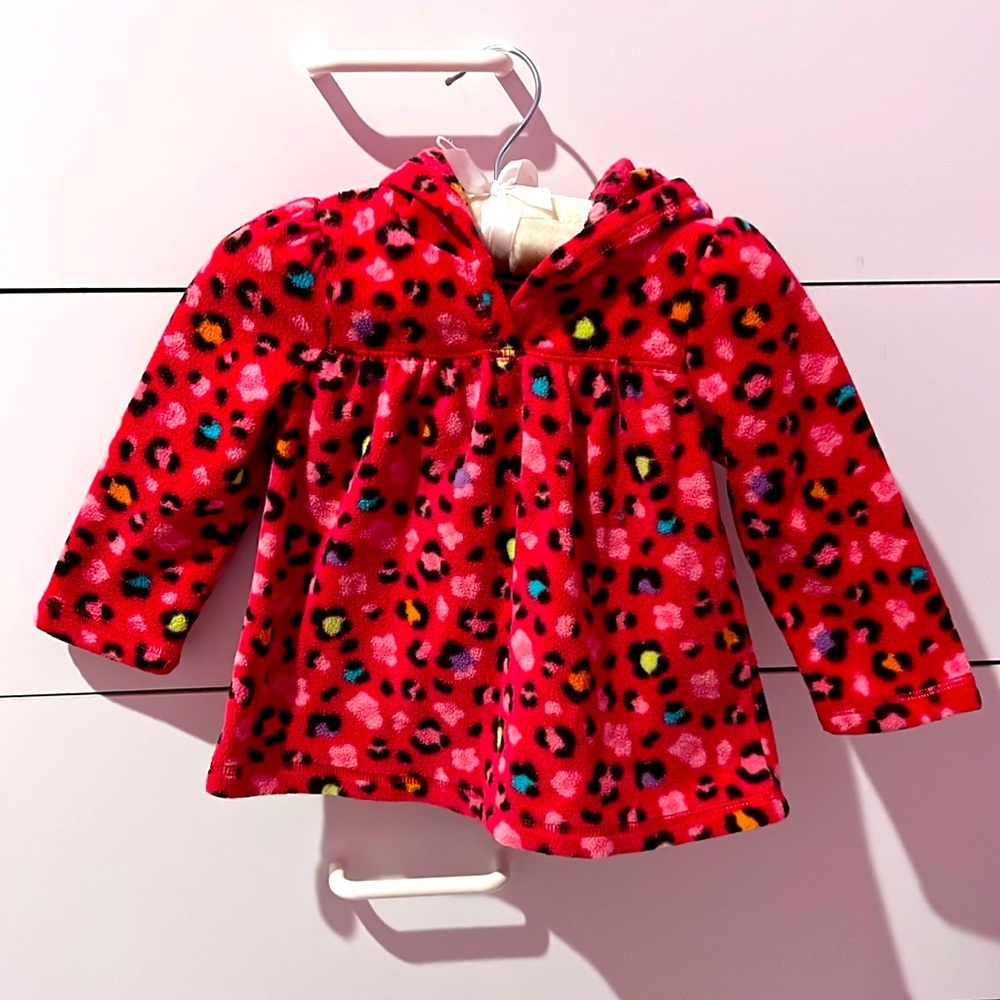 Jumping Beans Baby girl size 18months pink pullover hoodie cheetah print